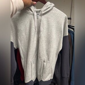 Champion Men's Gray and Navy Zip-Up Sweater NWOT Cotton blend